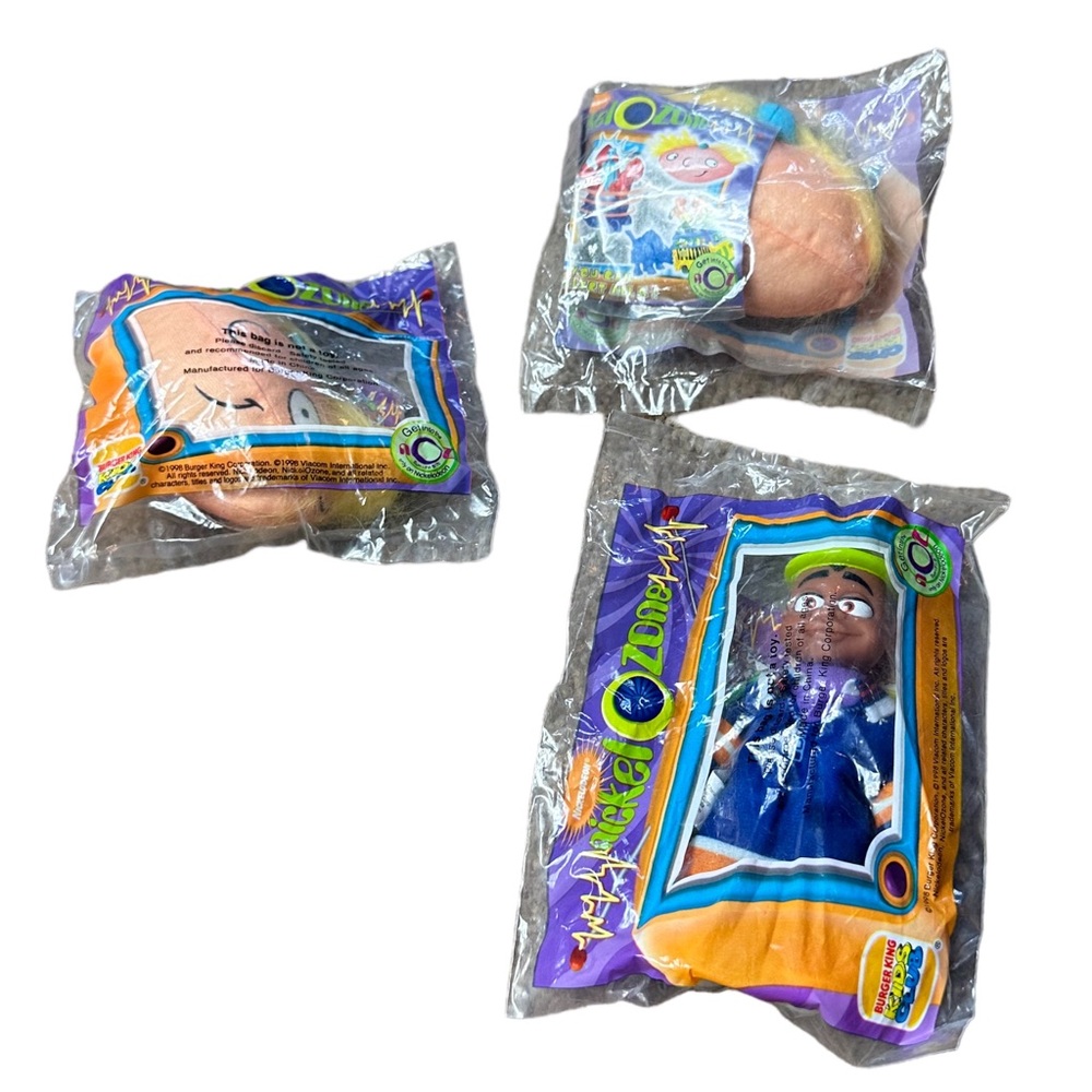 Vintage 1998 Nickelodeon NICKEL-O-ZONE Hey Arnold Set Of Three Sealed Small Toys